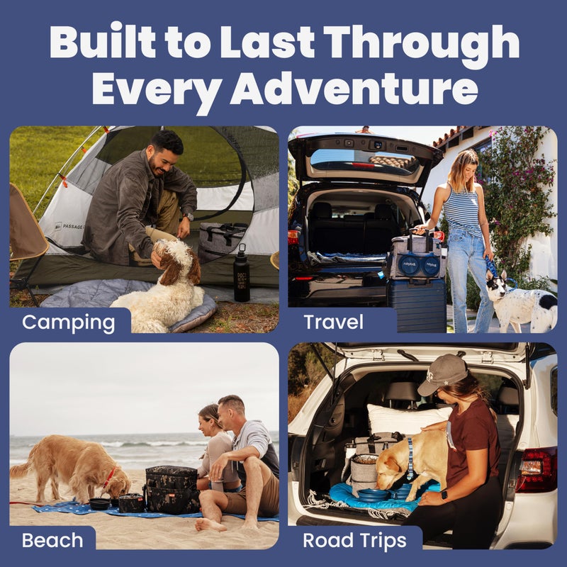 rubyloo The Original Doggy Bagâ„¢- Dog Travel Bag for Supplies - Ultimate Gift for Dog Moms & Dads, Doggy Lovers & Pet Owners for Christmas- Includes 2 BPA-Free Travel Bowls and 2 Food Containers: Grey - Image 4